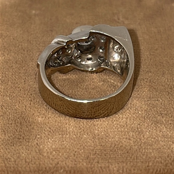 Heavy Solid 14K White Gold Natural +/- 2.00CTW Diamond Bezel Antique Ring Custom - Picture 8 of 17